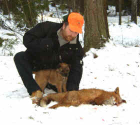 Robert and Ayla with the first fox she bolted